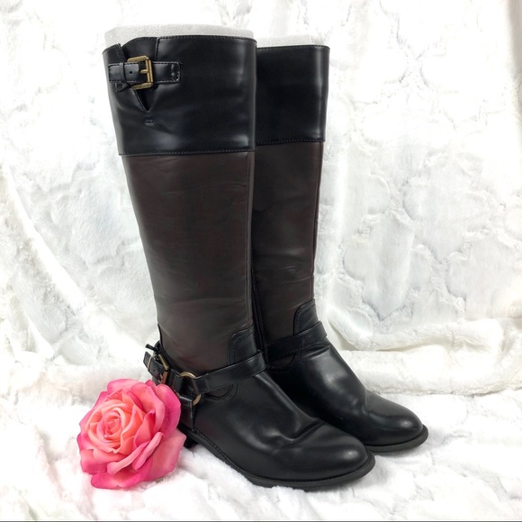 Chaps Shoes - Chaps Brown And Black Rider Boots with a Buckle 7B